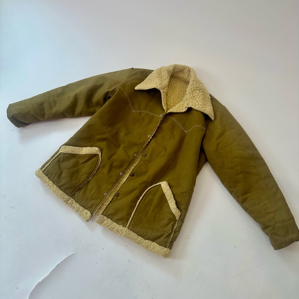 Men's Olive Green Shearling Jacket